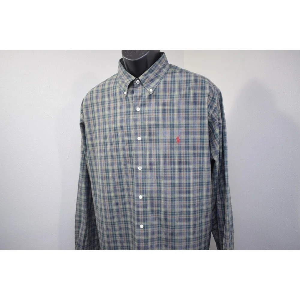 Polo Ralph Lauren Dress Shirt Classic Fit Plaid Long Sleeve Mens Size 17.5 XL - Picture 3 of 8